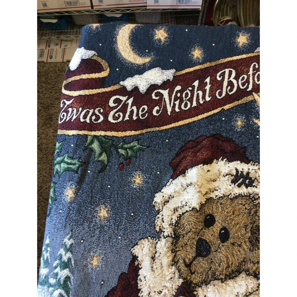 Vintage Boyds Bears & Friends Tapestry Throw Night Before Christmas 64